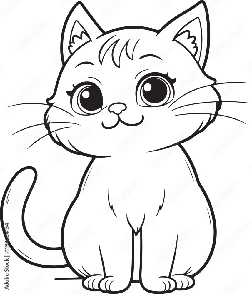 Obraz premium cat line art vector on white background