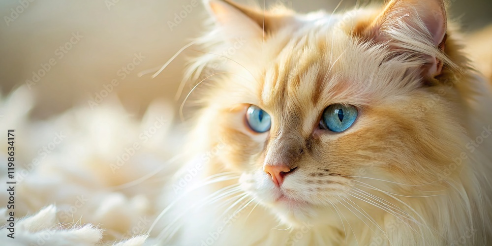 Close-up Macro Photo of Cream-Colored Ragdoll Cat Fur Texture Close-up Macro Photo of Cream-Colored Ragdoll Cat Fur Texture
