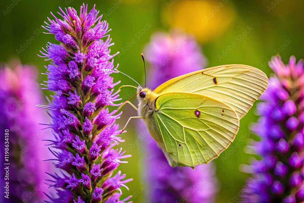 Gonepteryx Rhamni Butterfly on Liatris Spicata: Stunning Purple Flower Portrait Photography