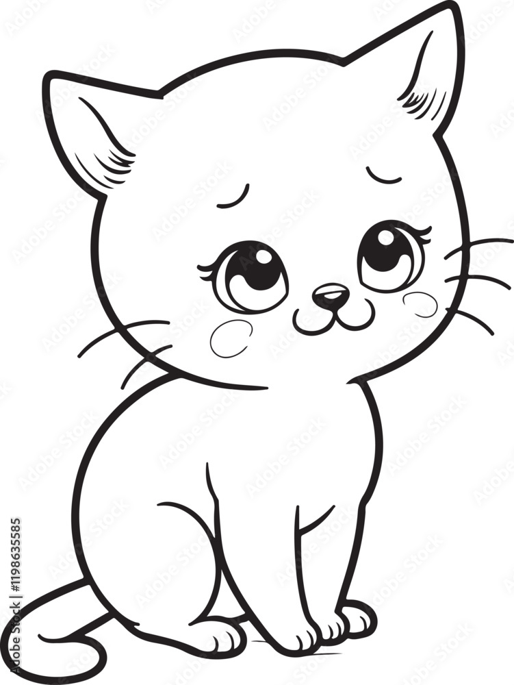 cat line art vector on white background cat line art vector on white background