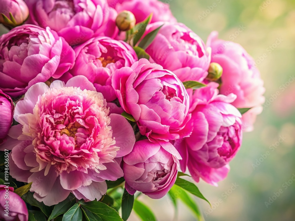 Close-up of Delicate Pink Peonies Bouquet, Soft Blurred Background Close-up of Delicate Pink Peonies Bouquet, Soft Blurred Background