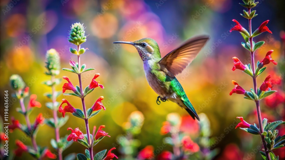 Fototapeta premium Hummingbird Sage Los Padres National Forest Tilt-Shift Miniature Photography