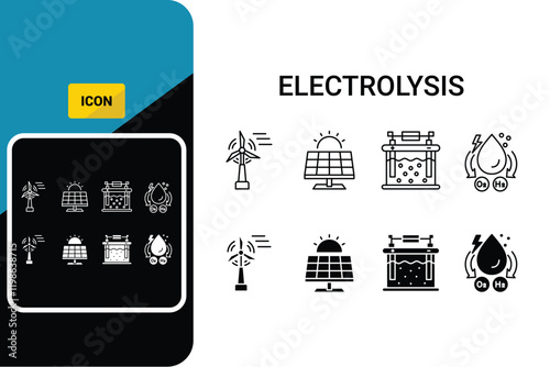 Electrolysis concept icon. Ionic parts decomposition. Natural fuel source. Revolutionary energy abstract idea. Icon Simple Vector