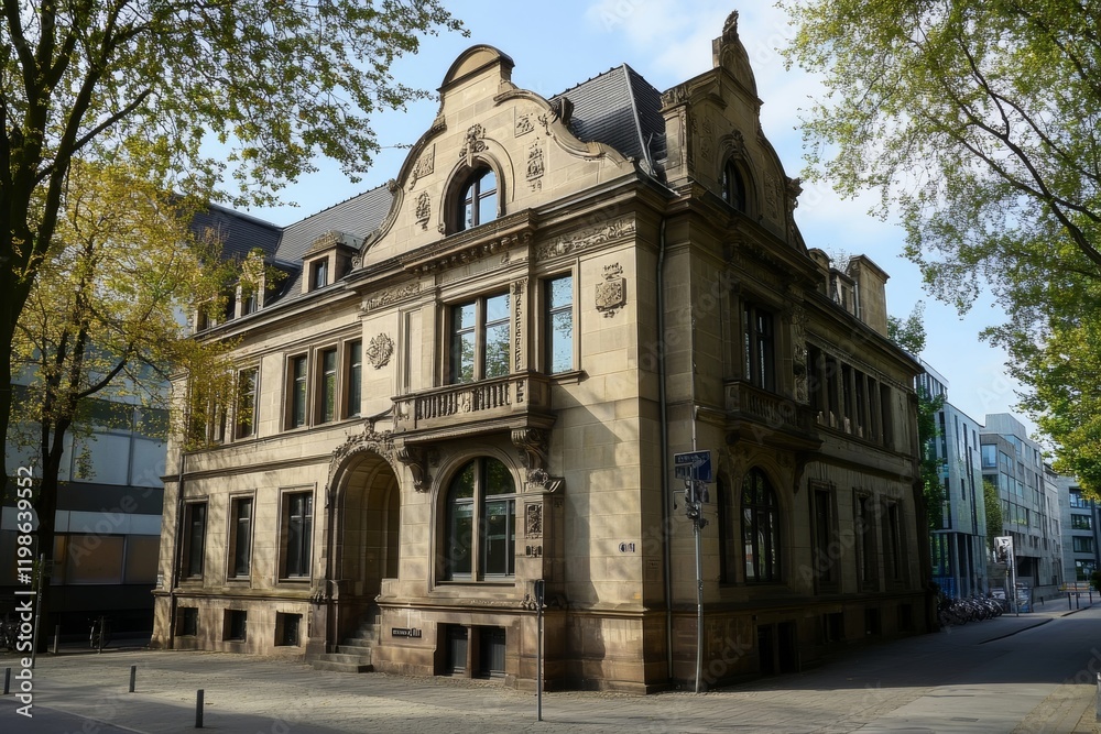 Fototapeta premium B?rogeb?ude - Bank in Frankfurt, Generative AI