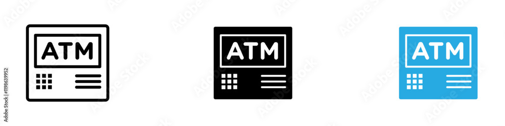 ATM icon black white vector outline ATM icon black white vector outline