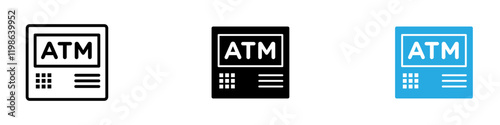 ATM icon black white vector outline