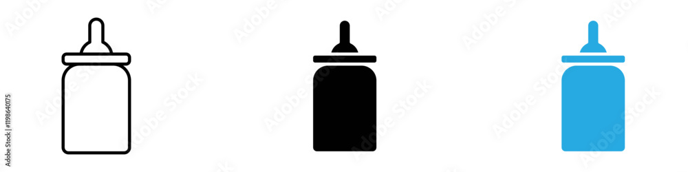 Baby milk bottle icon black white vector outline Baby milk bottle icon black white vector outline