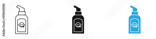 Baby shampoo icon black white vector outline