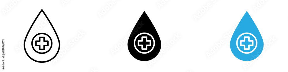 Blood drops icon black white vector outline Blood drops icon black white vector outline