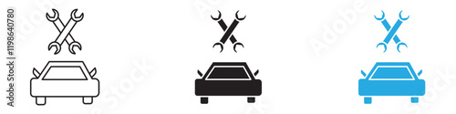 Car repair icon black white vector outline