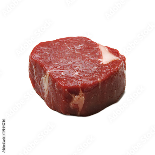 Close up of fresh raw red meat steak on a white background ideal for cooking and cuisine concepts