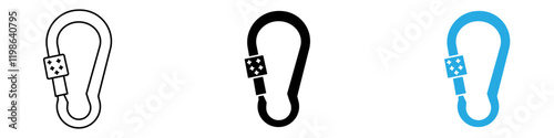 carabiner icon black white vector outline