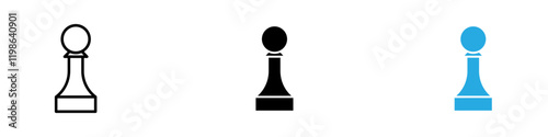 Chess pawn icon black white vector outline