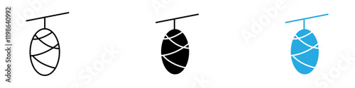 Cocoon icon black white vector outline