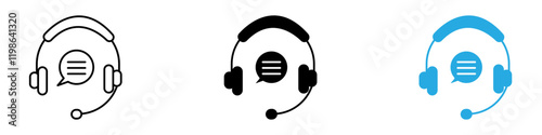 Customer support icon black white vector outline