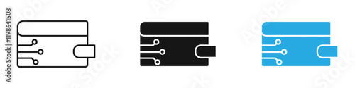 Digital wallet icon black white vector outline