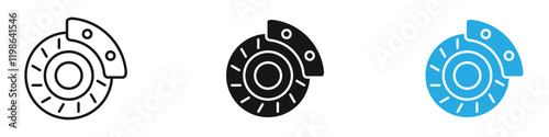 Disk brake icon black white vector outline