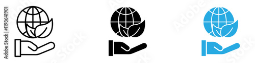 Environment icon black white vector outline