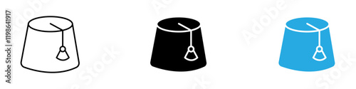 Fez hat icon black white vector outline