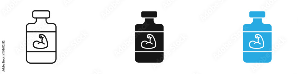 Fitness supplement icon black white vector outline Fitness supplement icon black white vector outline