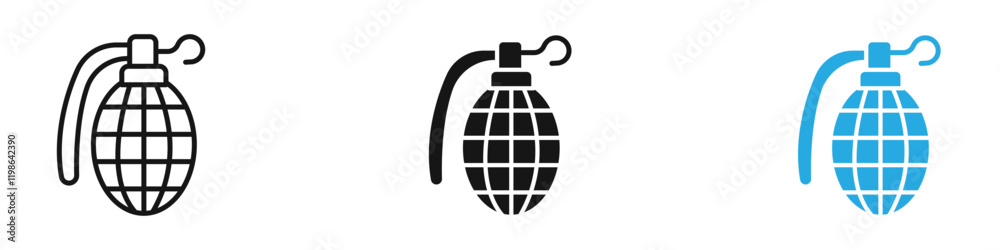 Hand grenade icon black white vector outline Hand grenade icon black white vector outline