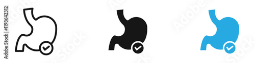 Good digestion icon black white vector outline