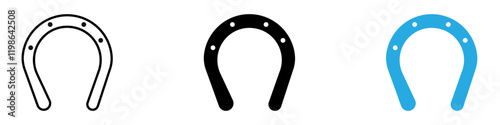 Horseshoe icon black white vector outline