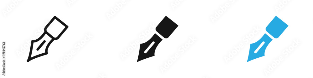 Ink pen icon black white vector outline Ink pen icon black white vector outline