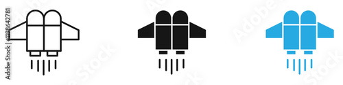 Jetpack icon black white vector outline
