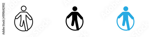 Jump rope icon black white vector outline
