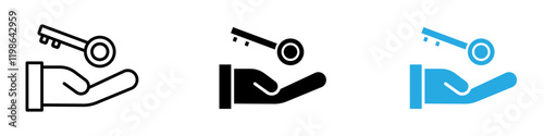 Key factor icon black white vector outline