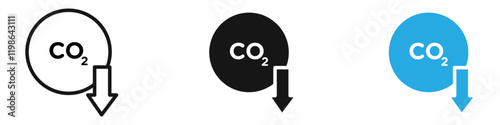 Low carbon dioxide icon black white vector outline