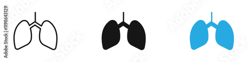 Lung icon black white vector outline
