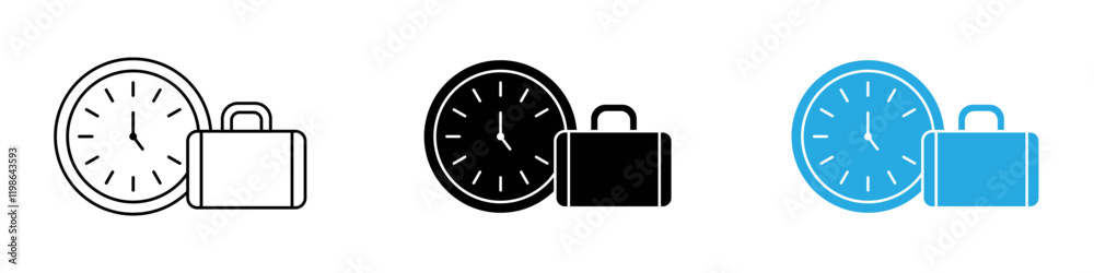Office time icon black white vector outline Office time icon black white vector outline