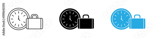 Office time icon black white vector outline