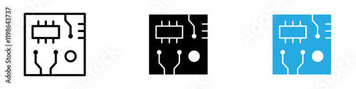 PCB icon black white vector outline