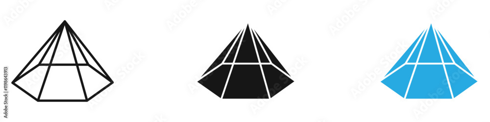 Prism icon black white vector outline