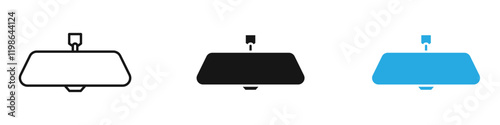 Rear mirror icon black white vector outline