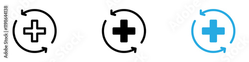 Recovery icon black white vector outline