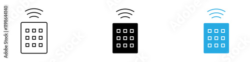 Remote icon black white vector outline