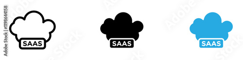 SaaS icon black white vector outline