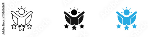 Self confidence icon black white vector outline