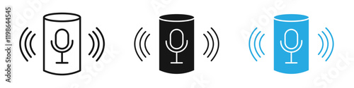 Smart speaker icon black white vector outline
