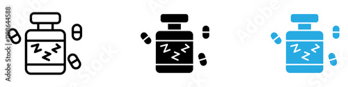 Sleeping pills icon black white vector outline