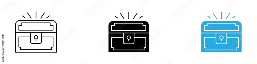 Treasure chest icon black white vector outline Treasure chest icon black white vector outline
