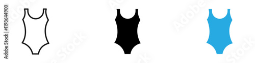 Swimsuit icon black white vector outline