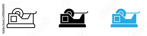Tape dispenser icon black white vector outline