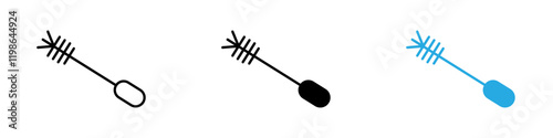Toilet brush icon black white vector outline