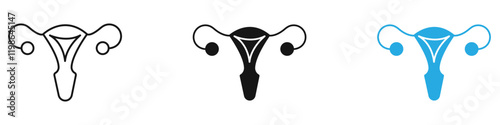 Uterus icon black white vector outline