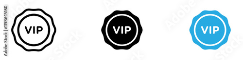 VIP icon black white vector outline